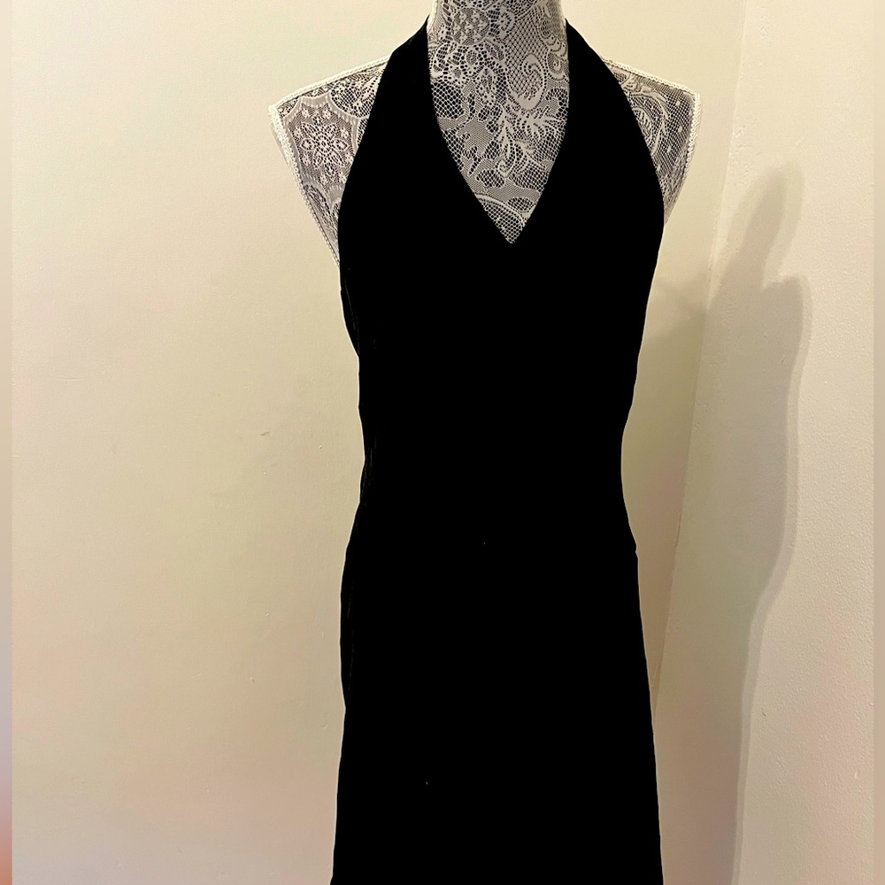 Black linen/lace halter dress.